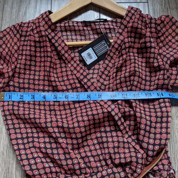 NWT (UK 8 / S) - ATMOSPHERE Surplice Retro Print Dress - Picture 11 of 14